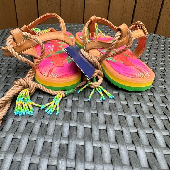 Farm Rio | NWT Size 7 Floral Pierre Beaded Flat Sandals - Picture 9 of 16